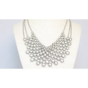 Silver Tone Bubble Bib Necklace